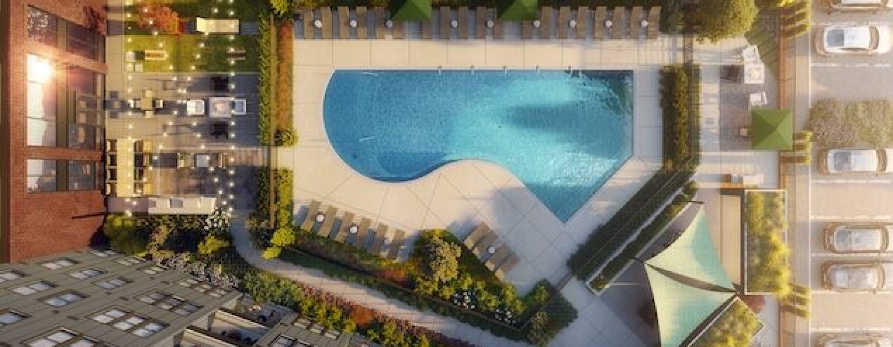 apartment community pool and courtyard